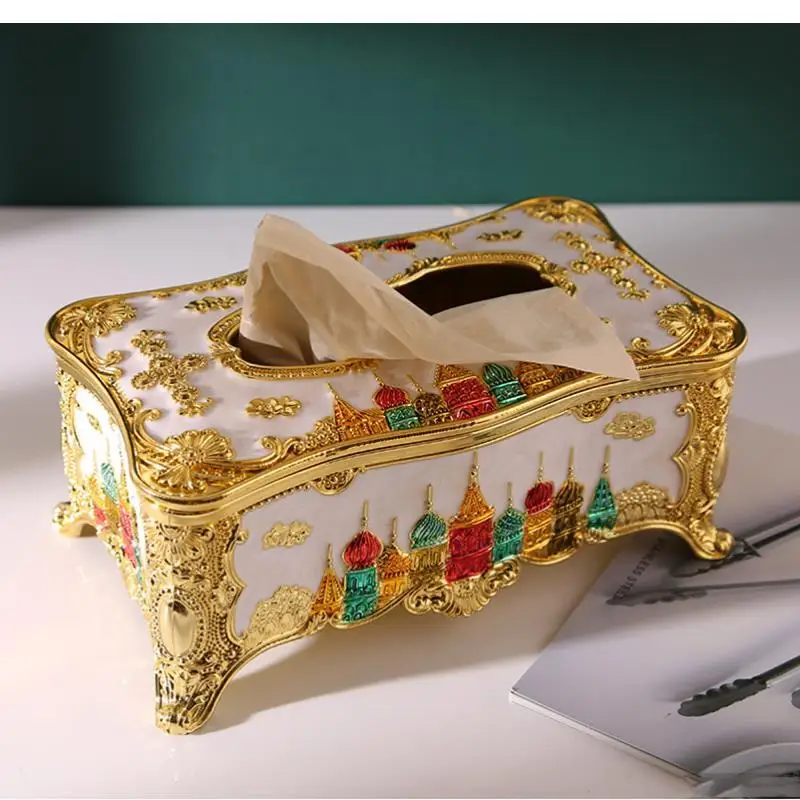 European Handkerchief Storage Box, Vintage Acrylic Paper High-end, Suitable for Cafeteria, Kitchen, Family， Napkin Holder