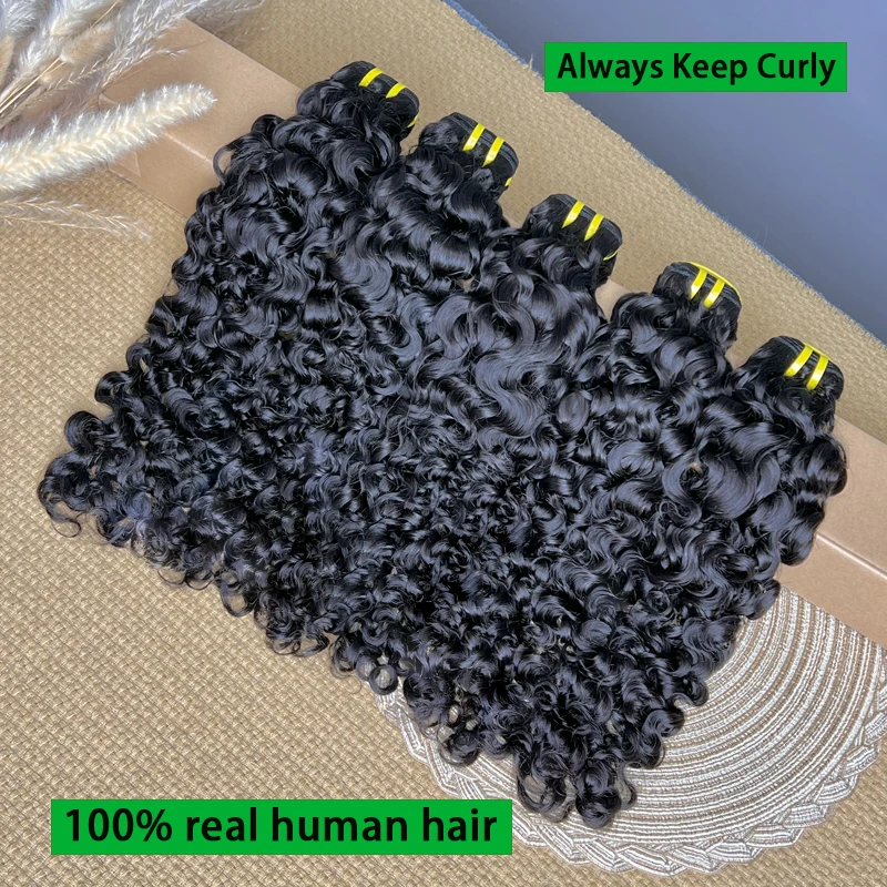 미가공 버마산 곱슬머리 생인모 묶음 베트남산 생인모 붙임머리 도매, 풀 헤드 탄력있는 곱슬머리 특가