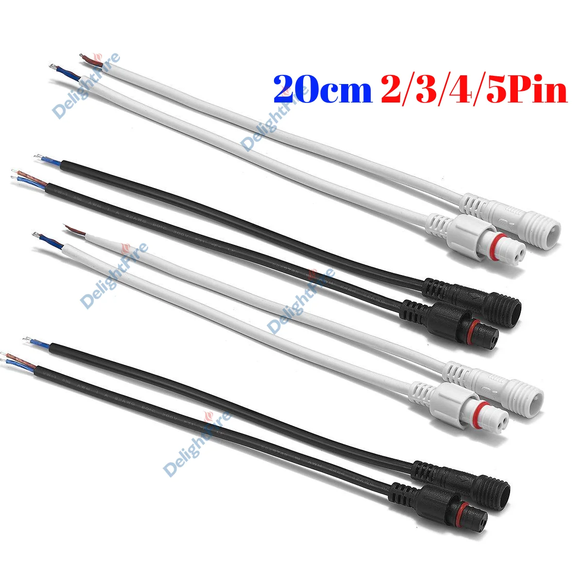 

22 20AWG 2 3 4 Male Female Connector Wire 20cm Extension Cords IP67 Pigtail Waterproof Cables For LED Rigid Strip Flood Light