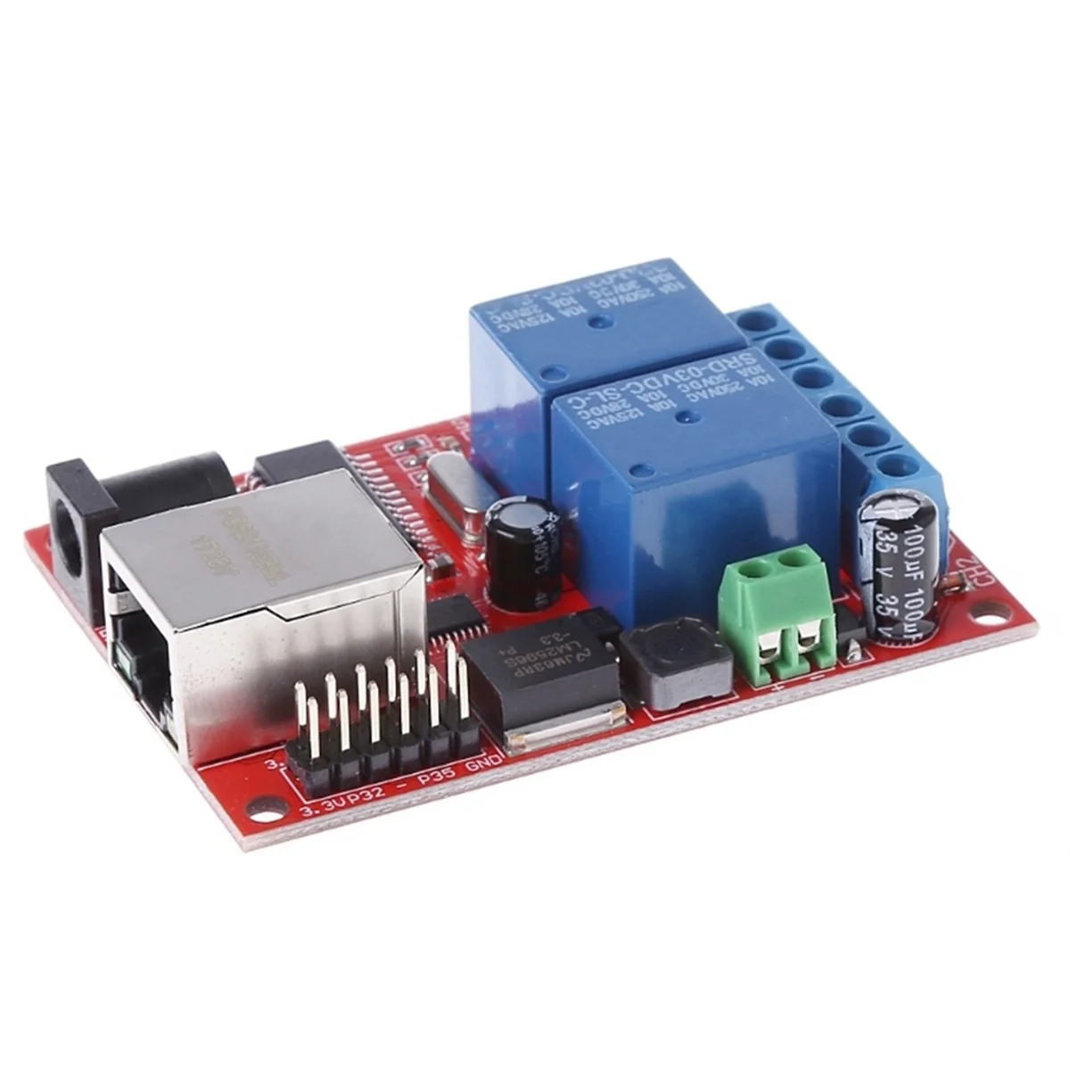 A93P LAN Ethernet 2 Way Relay Board Delay Switch TCP/UDP Controller Module WEB Server US Plug