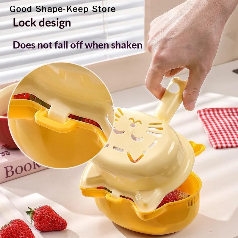 daily1PC 2-IN-1 Vegetable Cleaning Drainage Basket Cleaning Basket Fruit Water Filter Net Fruit Basin Vegetable Storage Bowl