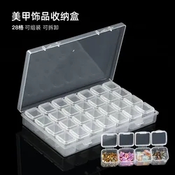 Nail Storage Box 28 Compartments Detachable Box Nail Drill Alloy Drill Small Accessories Plastic Empty Box Nail Tools