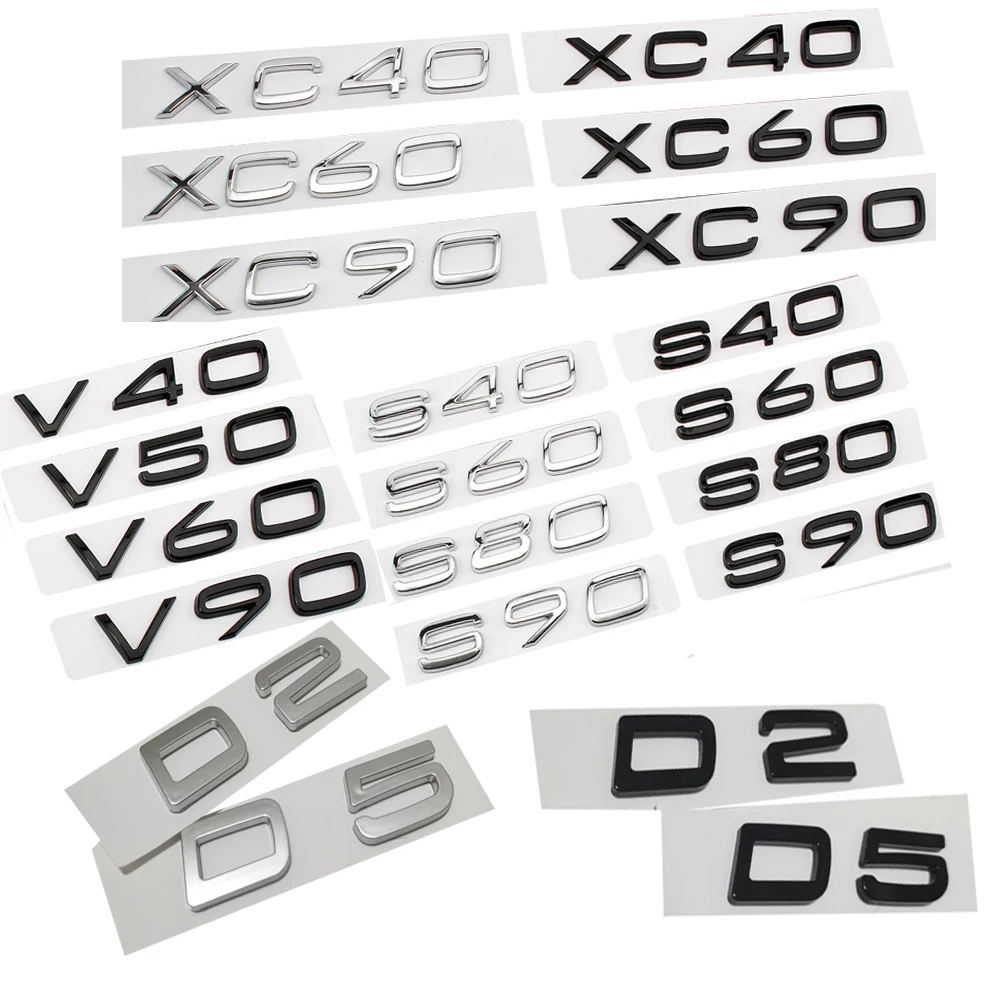

Original ABS AWD T3 T5 T6 T8 B5 D2 D5 Logo Emblem Badge Decal Car Sticker for Volvo C30 V40 V60 S40 S60 XC60 XC90 XC40 S80 S90