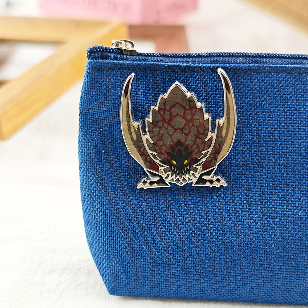 Cool Monster-Hunter Bazelgeuse Enamel Pin Game MHW MHR Monster Icon Brooch Metal Badge Lapel Pins Backpack Clothes Fans Gift view 5