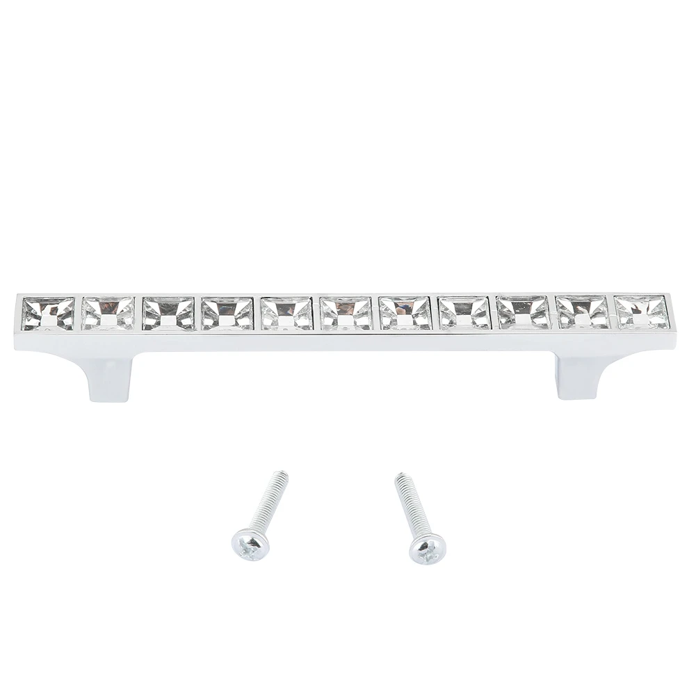 6715 Diamond Crystal Cabinet Wardrobe Zinc Alloy Door Handle Knob Pulls (96mm / 3.8in)