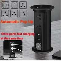 IP65 Motorized Pop-Up lifting Power Outlet 16A EU/UK/US Socket with USB-C, Wireless Charging & Bluetooth Audio