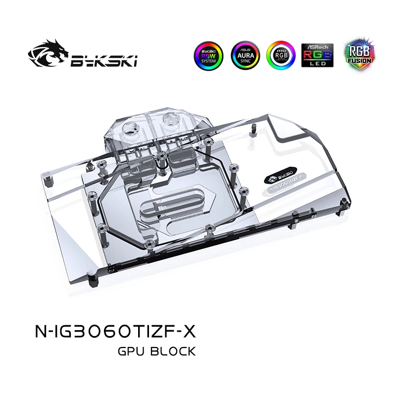 Bykski Water Block for Colorful Battle-Ax GeForce RTX3060Ti 8G GPU Card/ Full Cover Copper Radiator/ RGB Light N-IG3060TIZF-X