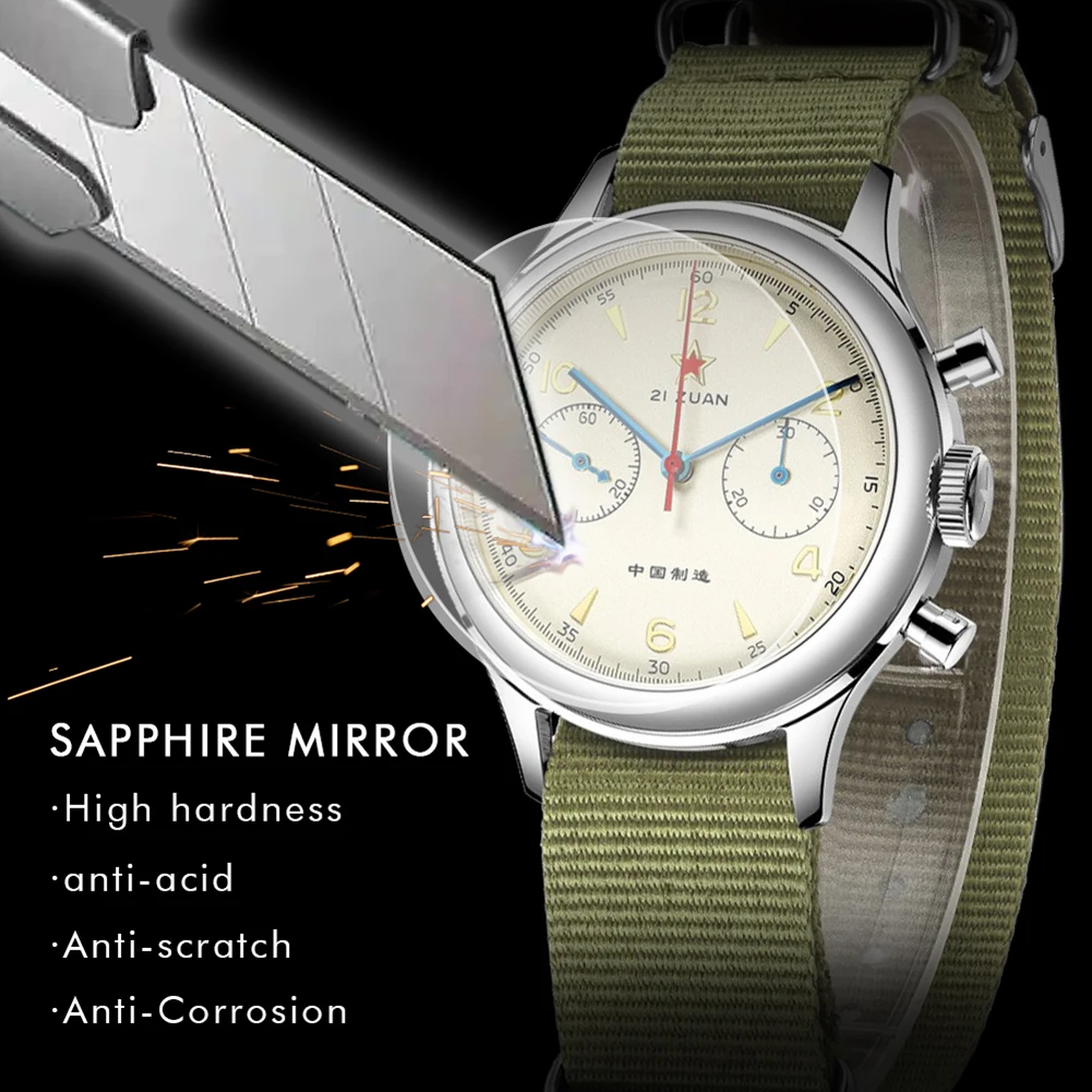 SEAKOSS 40 มม.Goose Men 1963 Chronograph Original ST1901 Seagull การเคลื่อนไหว Hand Winding Mechanical 38 มม.นักบินนาฬิกาข้อมือ