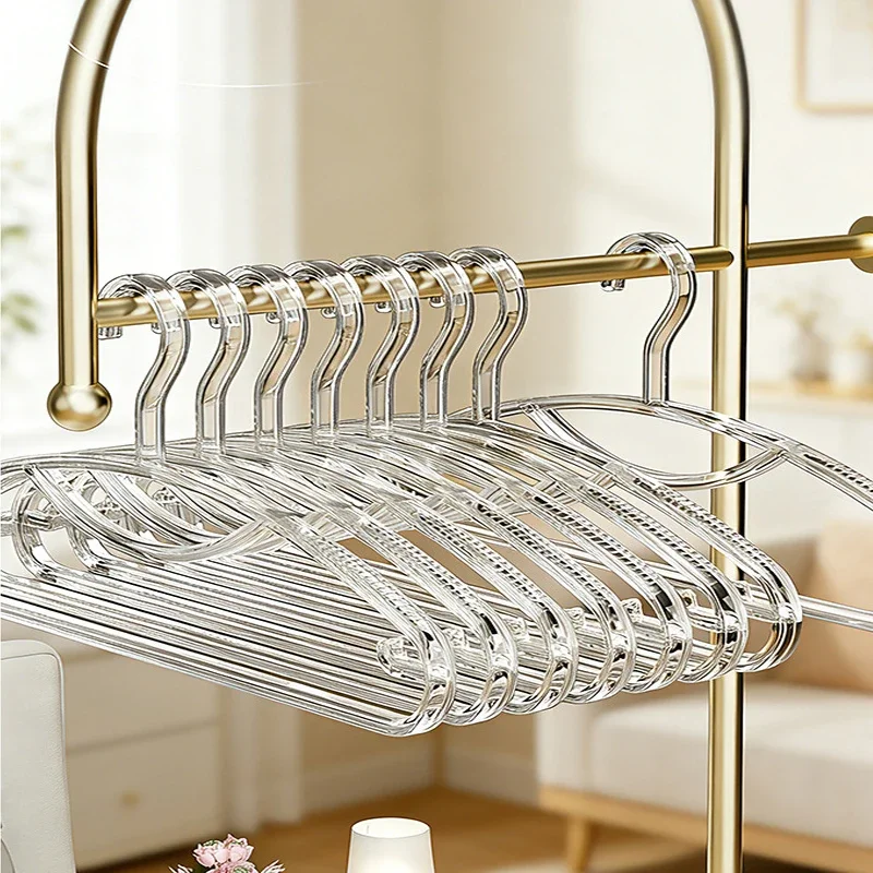 10pc Large Clear Acrylic Clothes Racks,Non Slip Coat Hangers,Crystal Suit Hanger for Suit Coat Sweater Jacket Blouse Dress