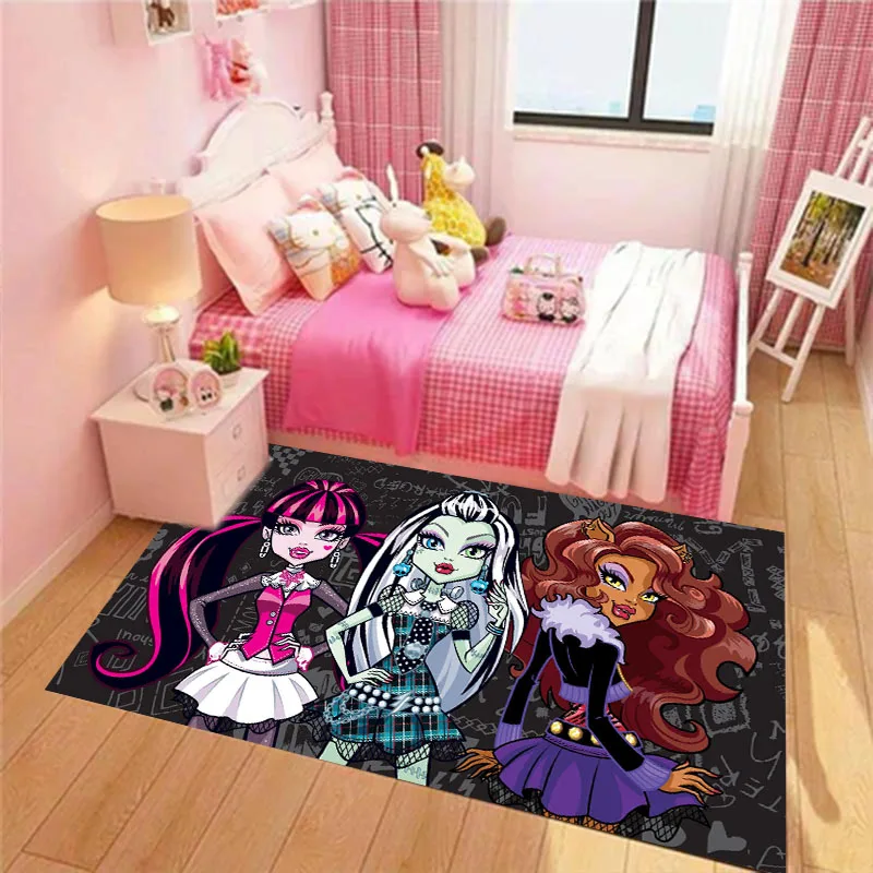 M-Monsters Cartoon Floor Mat Bathroom Kitchen Mat Kids Room Bedroom Decoration Balcony Anti-Slip Doormat Living Room Welcome Rug