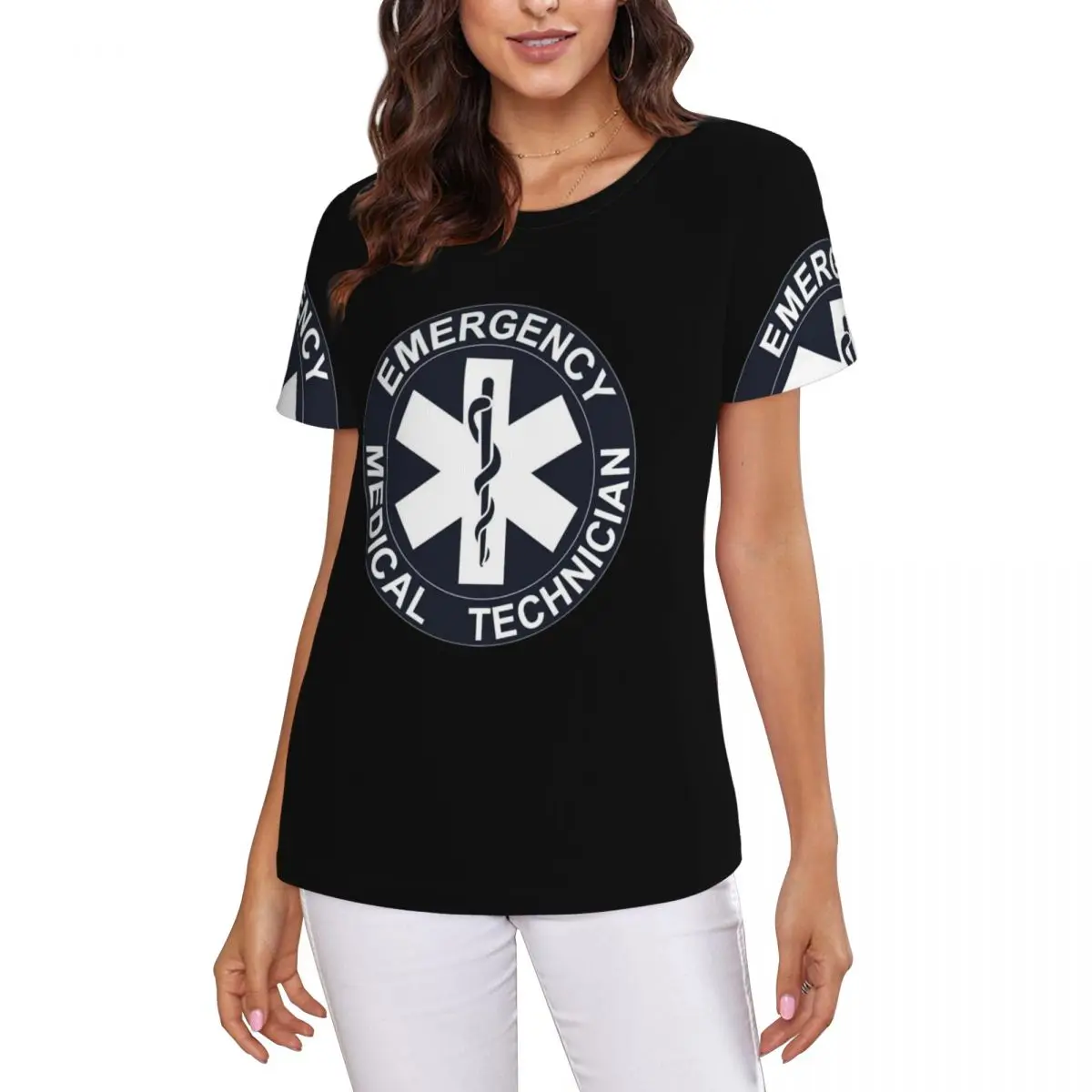 Emt Star Of Life Emergency Medical T-Shirt Women Short Sleeve T Shirts Crew Neck Clothes Cotton Summer Tees Streetwear