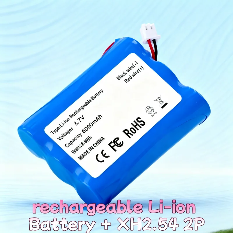 

Литиевая батарея 6000 мАч, 3,7 В для мощных светодиодных налобных фонарей, рабочего освещения, длительное время работы, большая емкость, 1S3P, упаковка с XH2.54