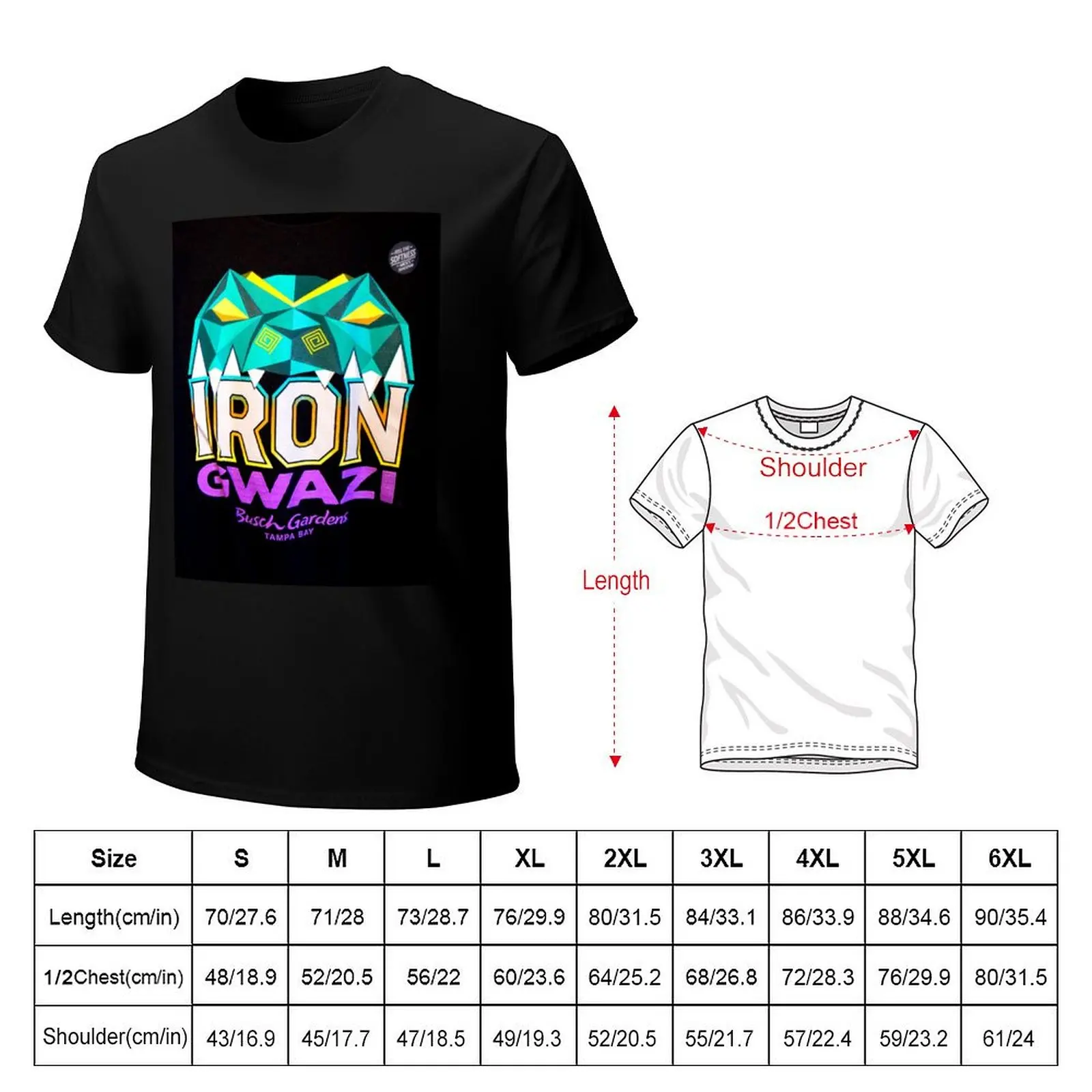 Iron GWAZI Roller Coaster T-Shirt Work Outdoor T-Shirt for Men