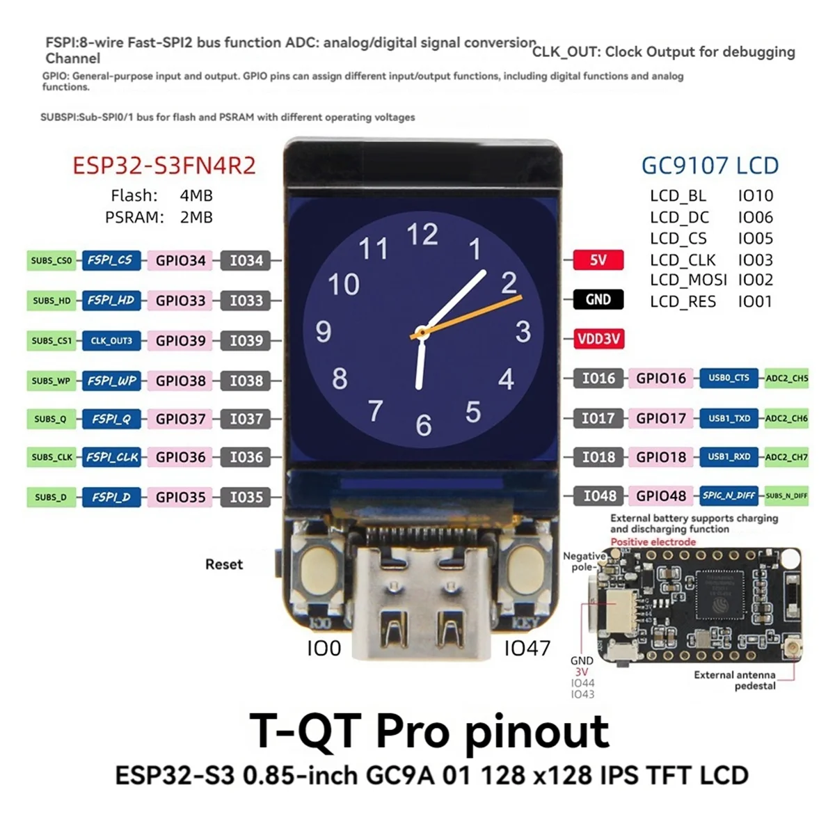 NerdMiner T-QT ESP32S3 GC9A01 0.85-Inch LCD Display Module for Nerd Miner Bitcoin Solo Lottery Miner BTC Miner S3FN4R2