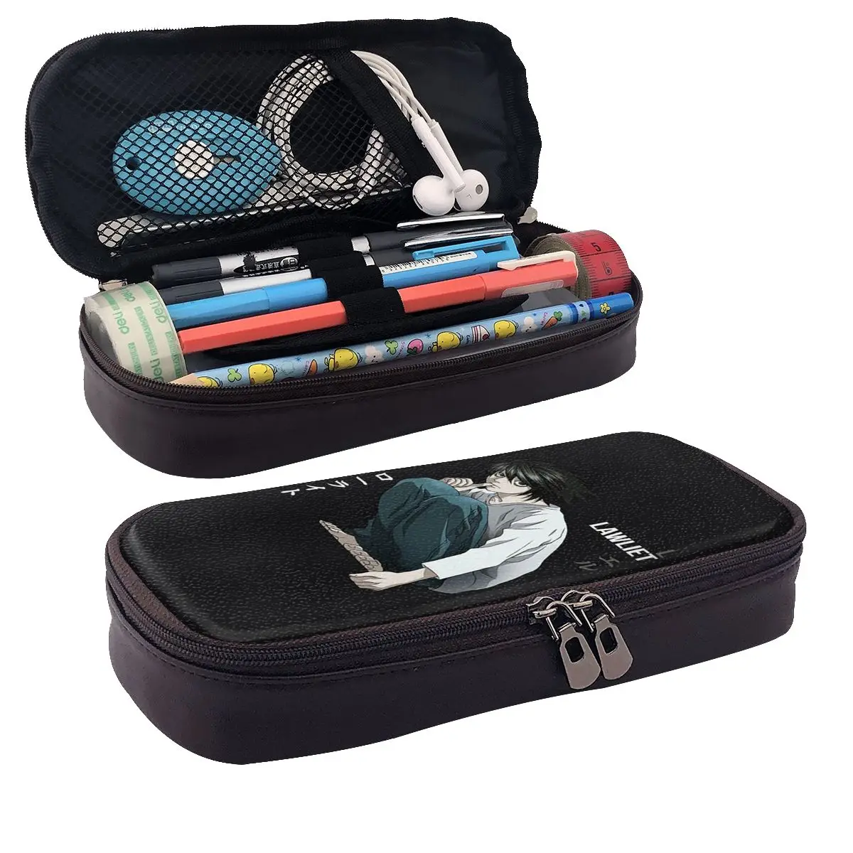 Death Note Lawlet Note Anime Leather Pencil Case Pencil Pouch Storage Stationery Supplies Large Storage Pen Box Pencil Bag