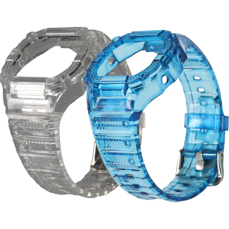 DW5600 Integrated Set For Casio Small Block DW-5600 GW-M5610 Series Modified Jelly Transparent Case Watch Strap Set