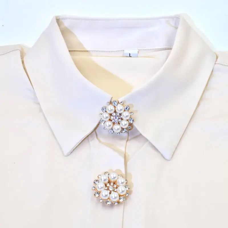 New Pearl Rhinestone Cufflinks Button Covers Fashion Clothing Decoration Cute Pearl Sleeve Button Clip Women Luxury Cuff Links