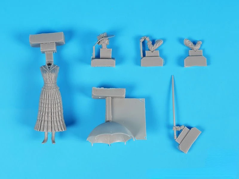 1/32 Die Casting Resin Figure Model Assembly Kit 3 Person Gray Resin Model DIY Toy Model Unpainted