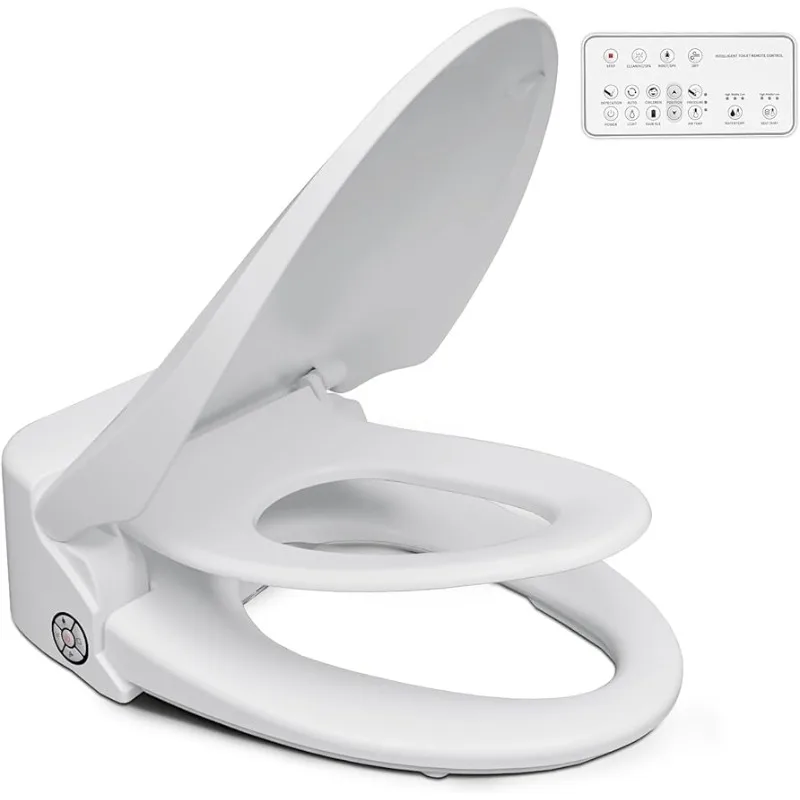 ZMJH ZMA102SK-W Bidet Toilet Seat Elongated with Built-In Potty Training Seat, Vortex Wash,Rear and Front Wash, LED Light, White