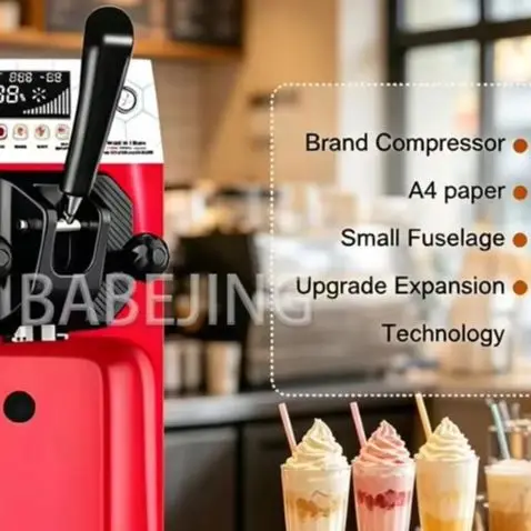 BABEJING Large Capacity Fresh-Keeping Desktop Soft Ice Cream Machine Stainless Steel Frozen Yogurt Maker for Home Use