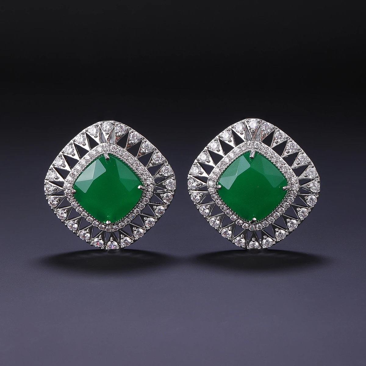 

Fashion Square CZ Stud Earrings Women Wedding Cubic Zirconia Dubai Bridal Earrings Costume Jewelry Summer Party CE12364