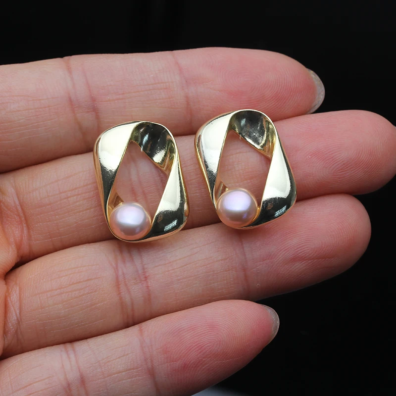 18k Gold Plated Pearls Earrings For Women,Real Freshwater Pearl Stud Earrings 925 Silver Korean Earrings