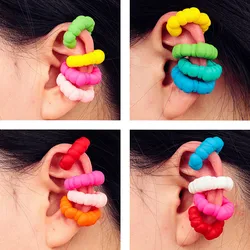 4pcs Korea Acrylic Heart Clip on Earrings for Women Mixed Color Irregular C-Shape Ear Cuff No Piercing Cartilage Earclip Jewelry