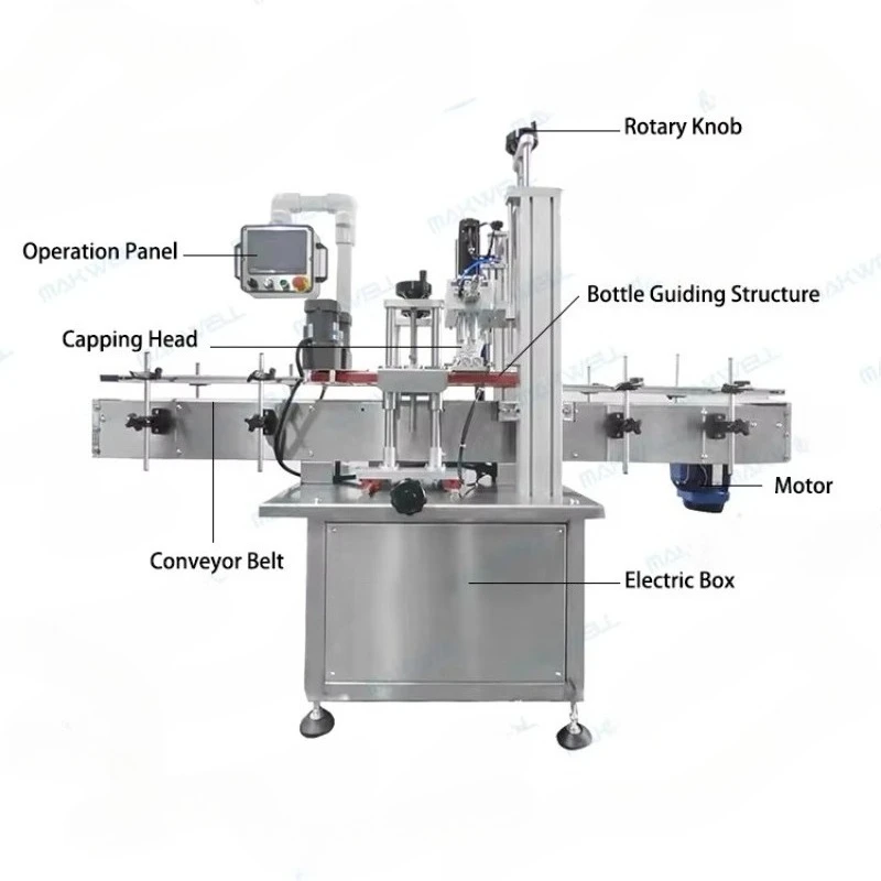 Fully Automated Bottle Lid Tightening Machine With Vibration Cap Sorting System