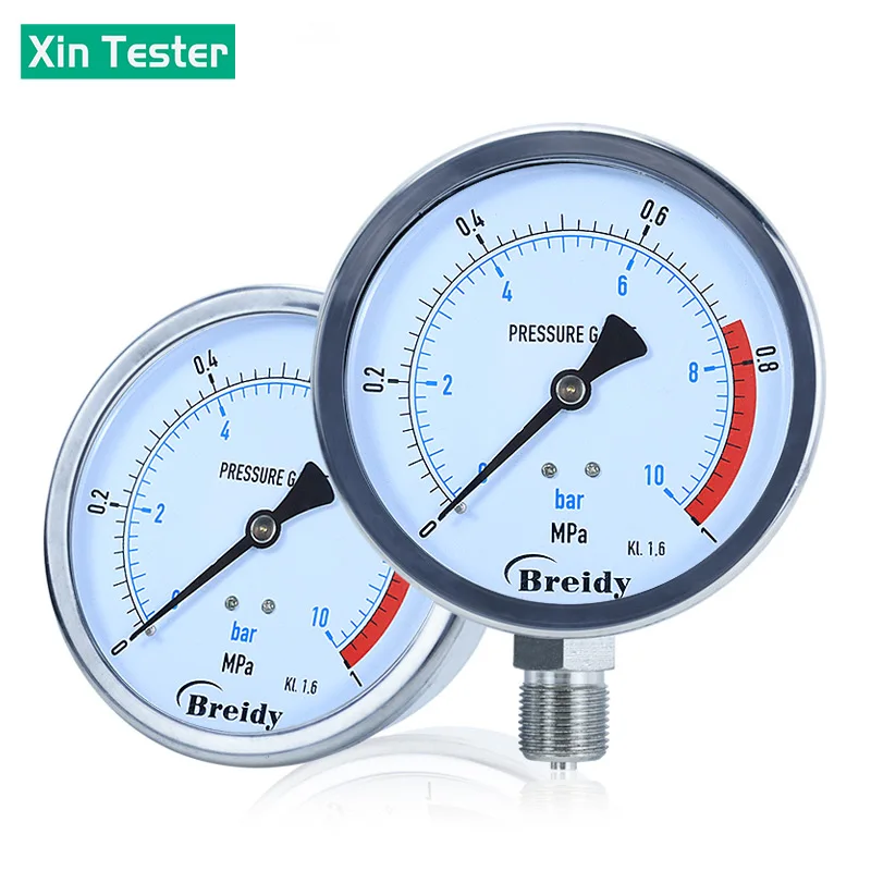 Imagem -06 - Xin Tester Dia Manômetro Glicerina Livre de ar Óleo Hidráulico Manômetro Anti-vibração Thread g1 g1 060mpa 100 mm