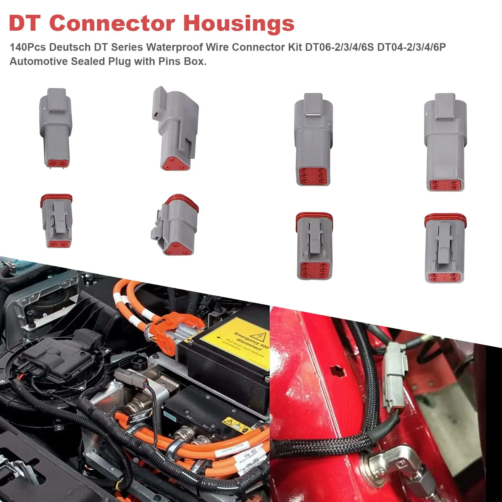 

FAAJ-140Pcs Deutsch DT Series Waterproof Wire Connector Kit DT06-2/3/4/6S DT04-2/3/4/6P Automotive Sealed Plug With Pins Box