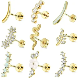 1-9Pcs/lot Screw Back Earrings for Women Surgical Steel Small Stud Earrings SetsFashion Cartilage Piercing Studs Jewelry