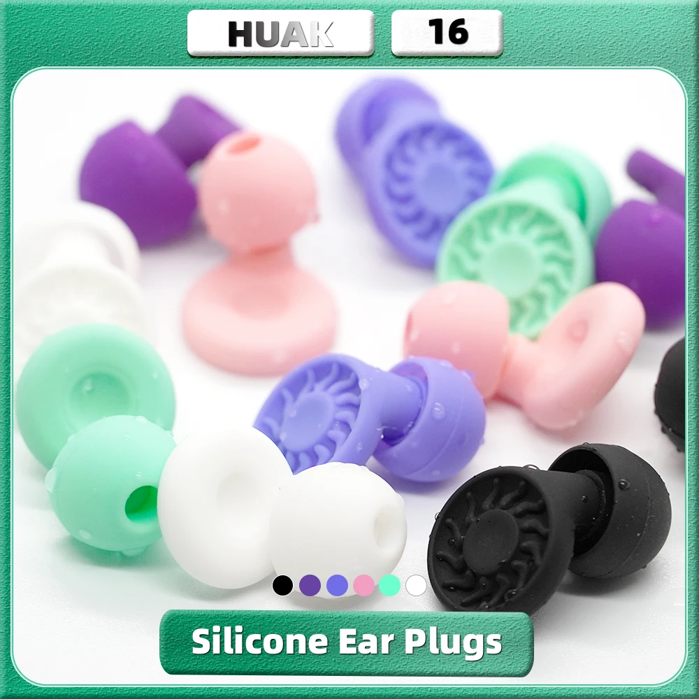 Tappi per le orecchie silenziosi HUAK-protezione dell\'udito riutilizzabile in Silicone flessibile per dormire, nuotare, musica, lavorare-8 punte per