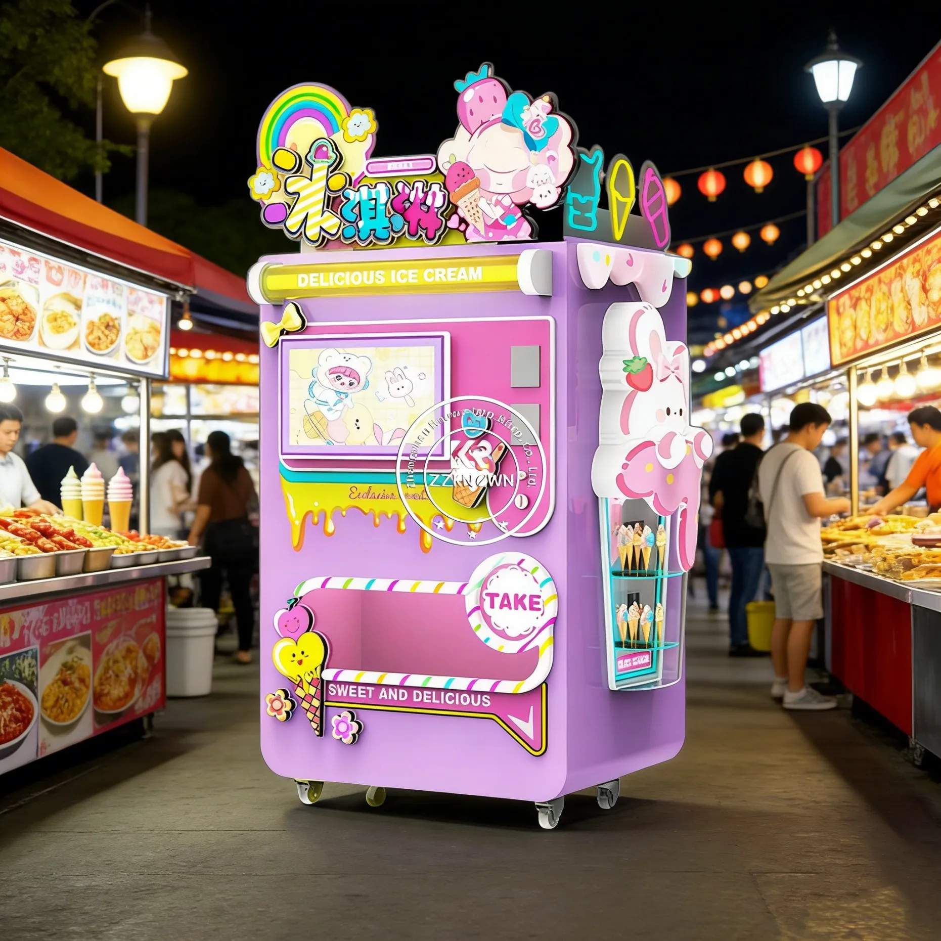 Customized QR Code Coin Changer Vending Machine Frozen Food Ice Cream Vending Machine Smoothie Machine Manufacturer