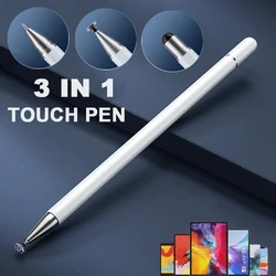 Caneta Stylus para Tablet e Telefone, Caneta Touch Screen, Android, iOS, Xiaomi, Samsung, Lenovo, iPad, Apple Pencil, 3 em 1