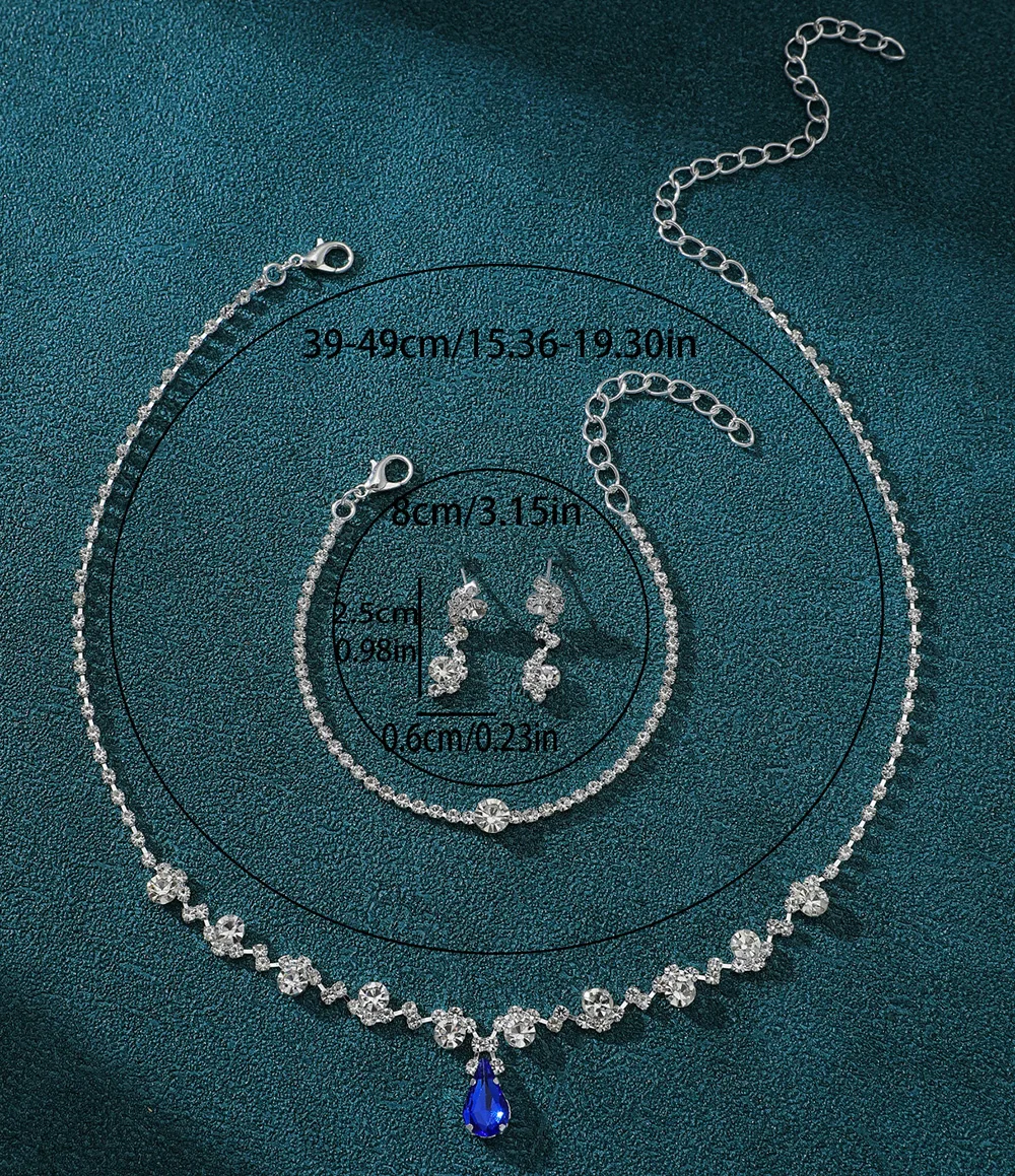 Женский комплект украшений с кристаллами (ожерелье, серьги, браслет) - аксессуары для свадебного банкета и мероприятия