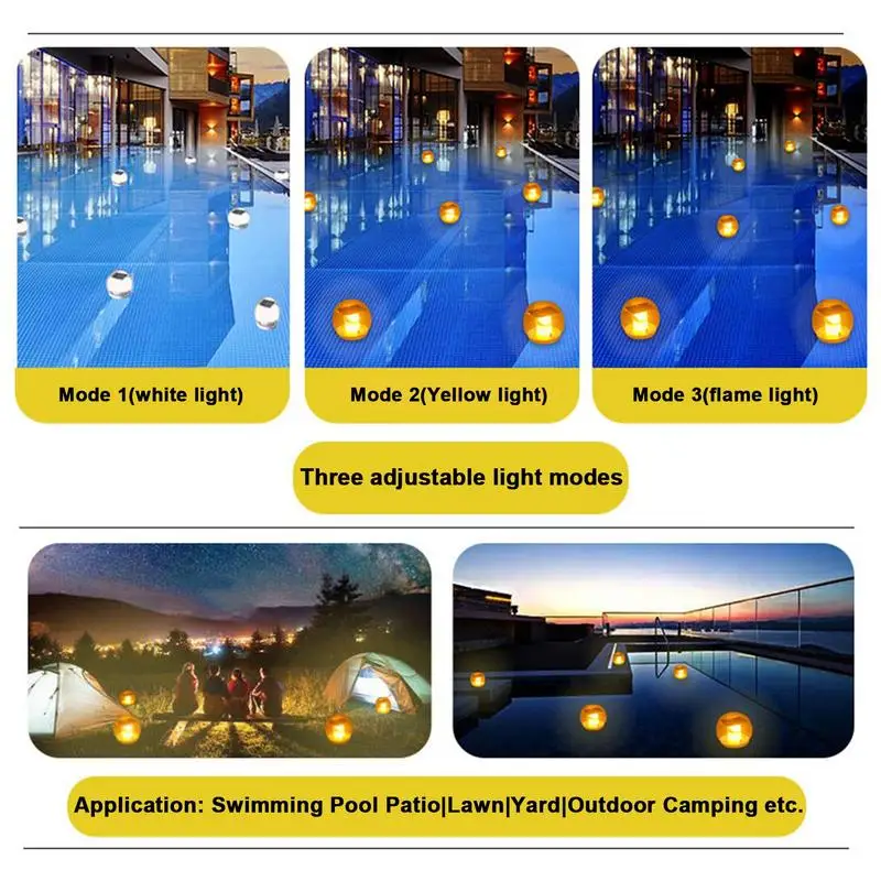 Floating Pool Lights Pool Waterproof Solar Ball Lights Remote Control Novelty Night Lighting For Swimming Pool Lawn Parks