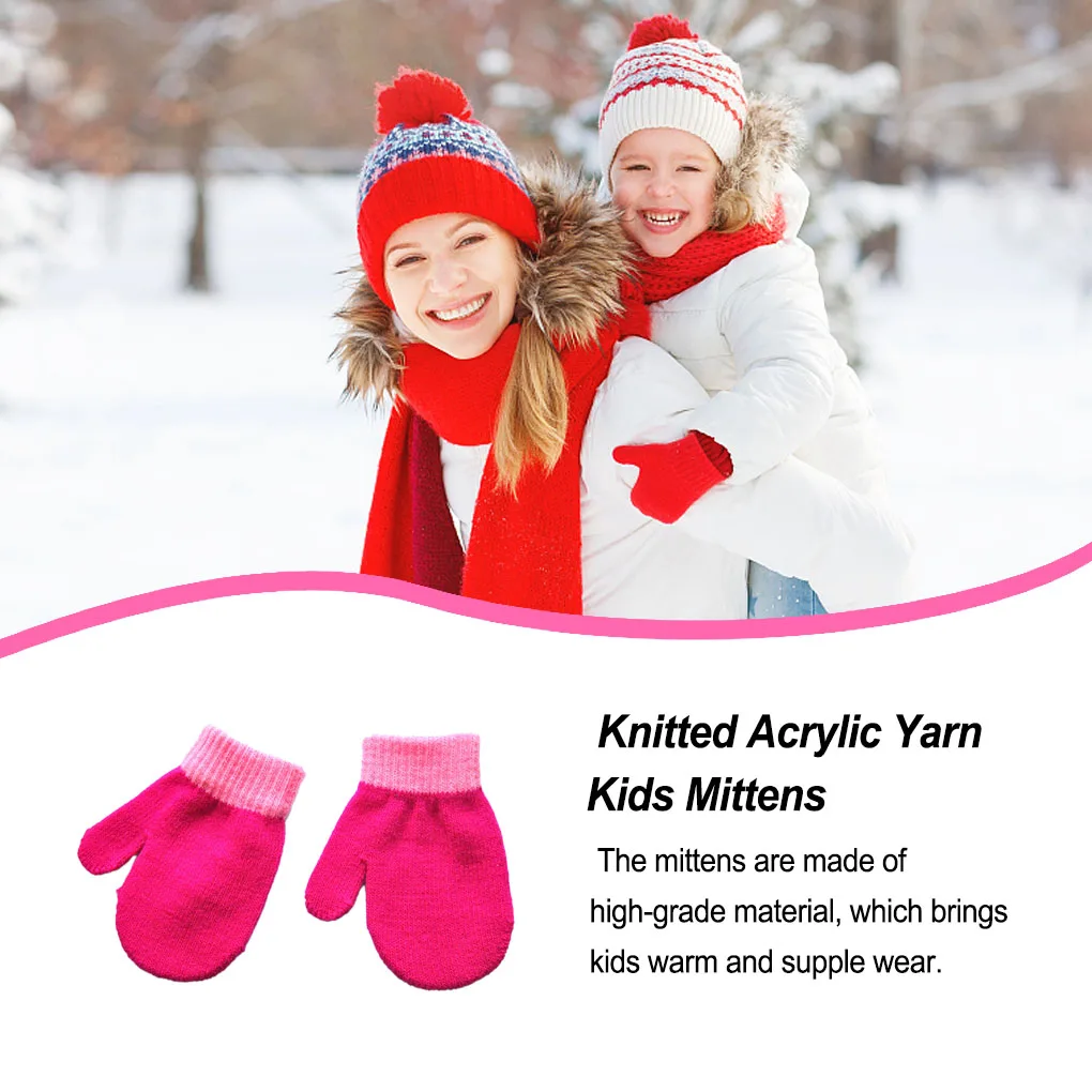 1 Pair Kids Mittens Simple Style Girls Boys Children Mitts for Winter