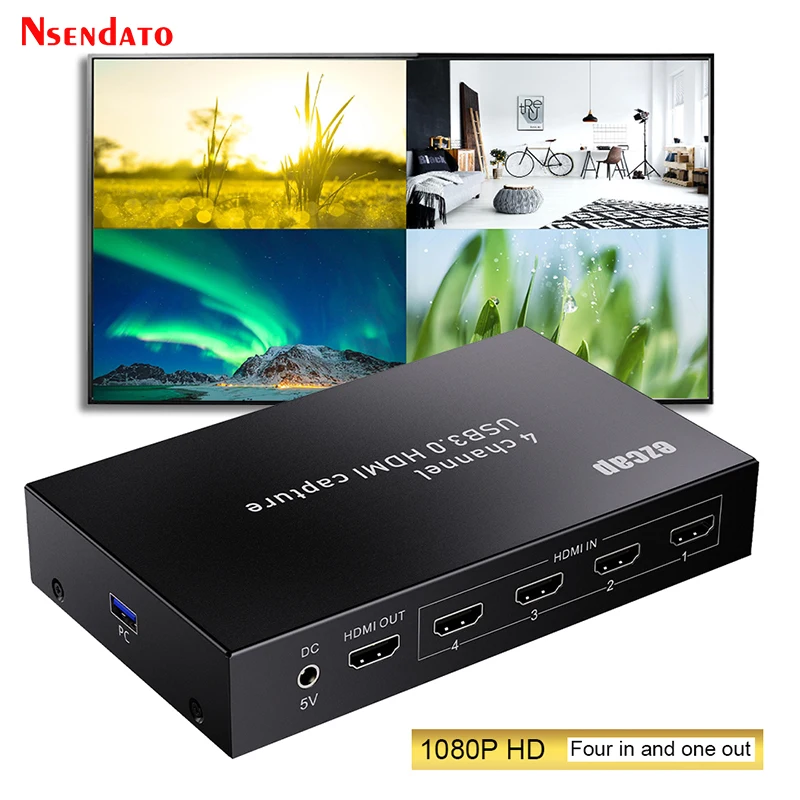 

Ezcap264 4 X1 HDMI-карта видеозахвата, переключатель HDMI Multi Viewer 4x1 1080p USB 3.0, карта захвата HDMI, рекордер, прямая трансляция