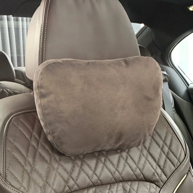 

1PC Suede Car Neck Seat Pillow Neck Cotton with Logo Hanging Support For BMW Head Rest Headrest Pad Compatible Automotive Parts