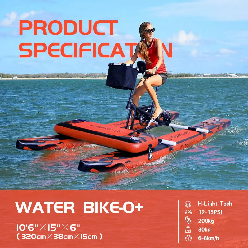 US/AU/ES Shipping Spatium Water Bikes Portable Inflatable Fishing Water Bike Pedal Bike Boats +Mat Water Sports For 1-2 People