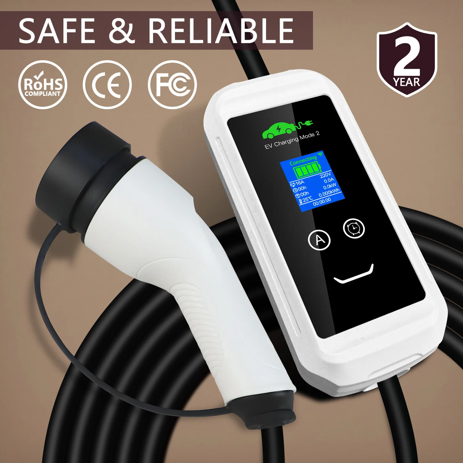 شاحن سيارات كهربائية محمول 3.6KW 16A 1Phase Type2 Plug Type1 صندوق شحن 3.5 متر كابل ضبط التيار لمحطة شحن السيارة الكهربائية #4