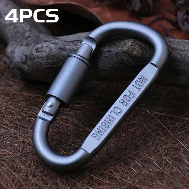 

4PCS D Type Mountaineering Buckle Carabiner Set for Key Camping Survival Quick Hanging Alloy Aluminum Tactical Caribiner Hook