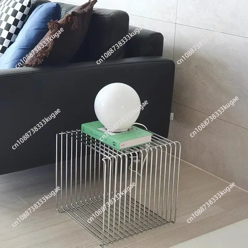 Light Luxury Simple Metal Magazine Rack Nordic Designer Bedside Table Art Ins Living Room Low Tables Furniture