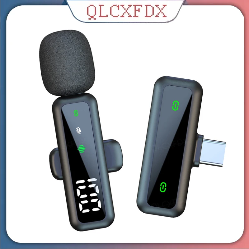 H67Single Mic Digital Display TypeC Interface Wireless Lavalier Mic Outdoor Live Broadcast Noise Reduction Convenient Mini Model