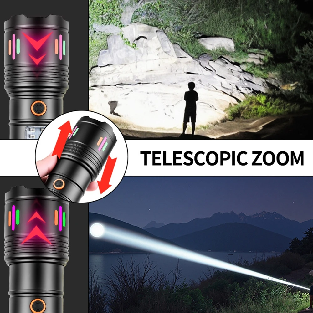 New LED White Laser Long-range Flashlight With Large Capacity Long Endurance Zoom Small Steel Cannon Strong Light Flashlight