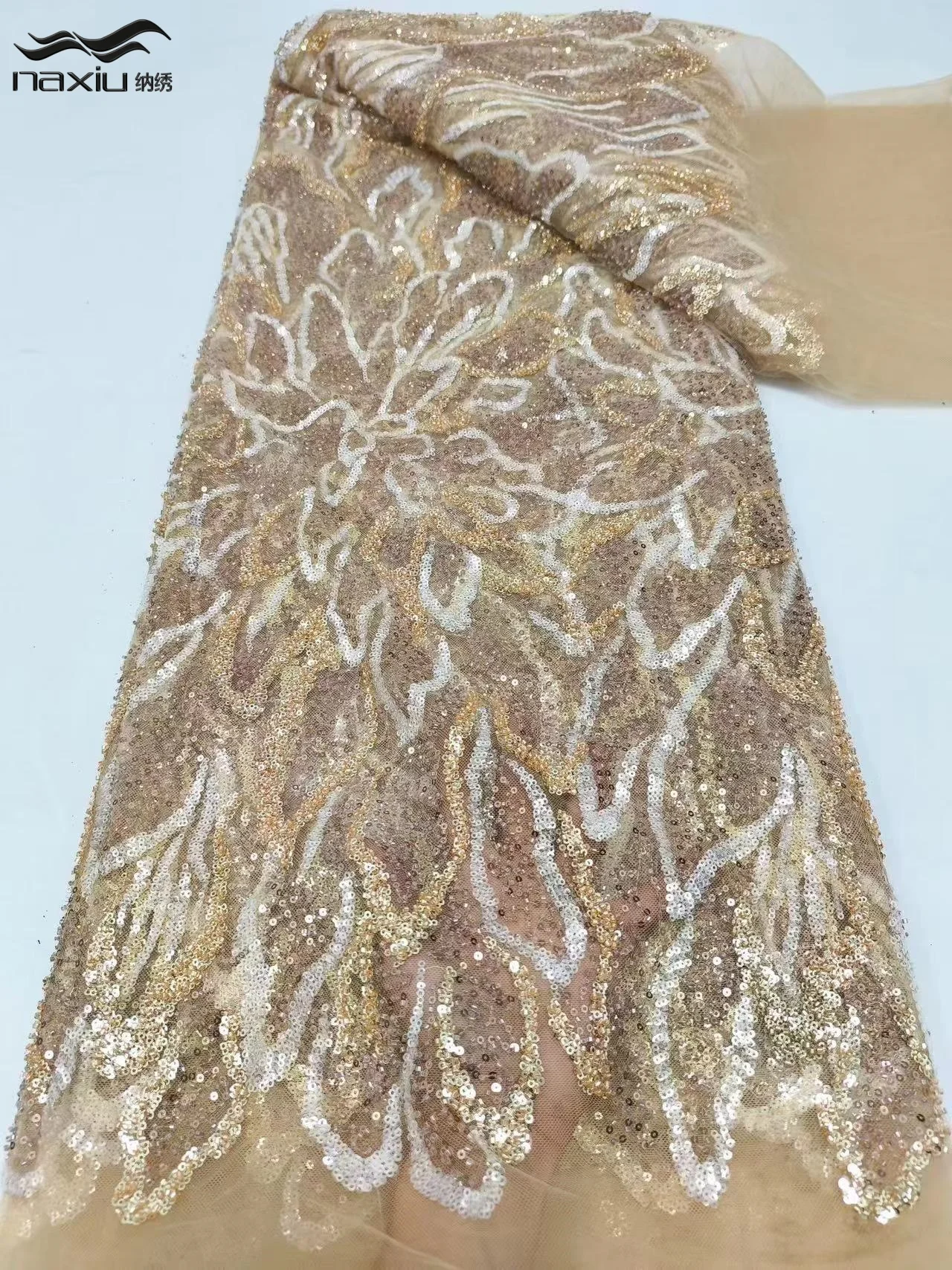 

Кружевная ткань Madison Fashion с французской сеткой, вышивкой бисером и пайетками 2026, африканское нигерийское тюлевое кружево для свадебных платьев