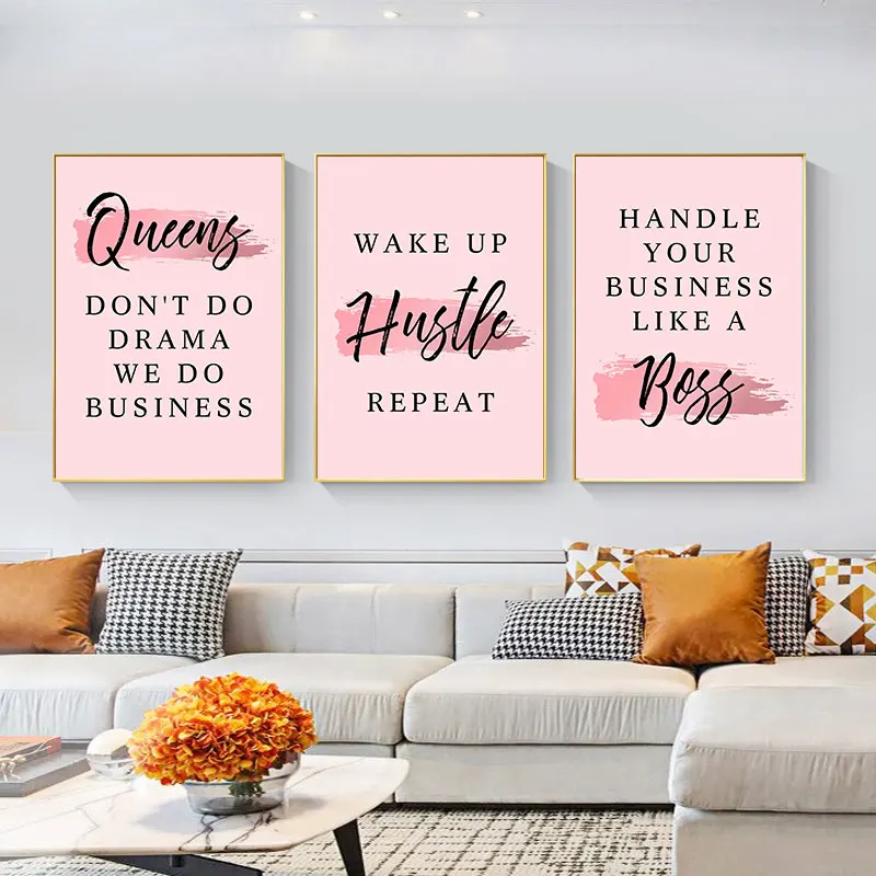 Interesting Modern Inspirational Quotes Canvas Prints Simple Pink Motivational Wall Art Picture for Women's Bedroom Decor