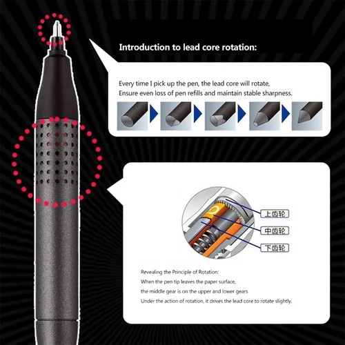 Imagen 2 del producto Uni lápiz propulsor, Kurutoga Advance Upgrade Core Resistance a roturas, pluma automática, plomo a prueba de manchas, bonita papelería japonesa