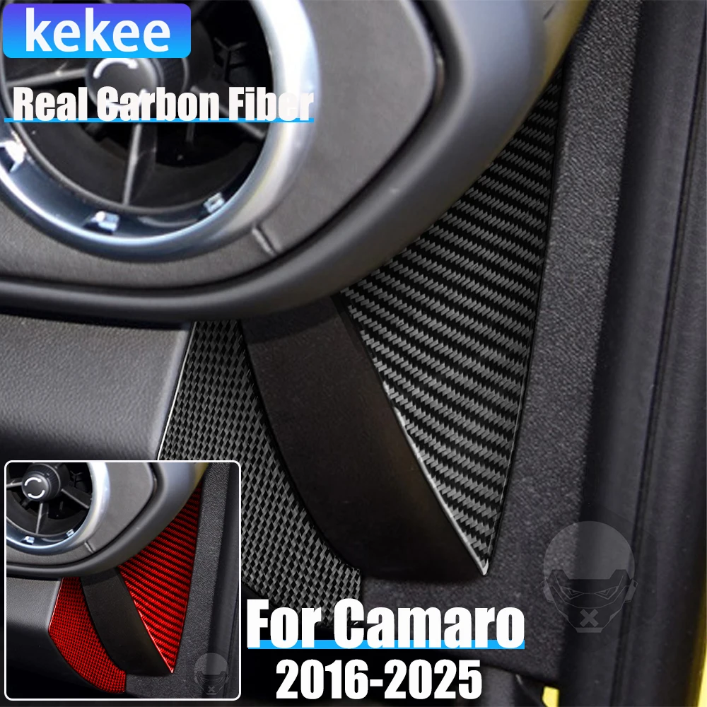 

Real Carbon Fiber Car Accessories Dashboard Side Panel Decorative Trim Cover Soft Sticker For Chevrolet Camaro 6th Gen 2016-2025
