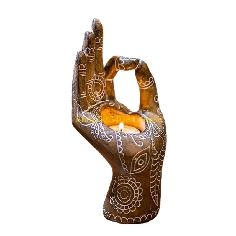 AXYC Yoga Figurines Holder Mudra Hand Tabletop Tealight Decor Resin Statues Collectible Gift for Meditation Relaxing